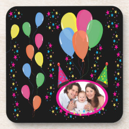 自分の写真をパーティー帽子や風船に追加 コースター