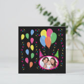 自分の写真をパーティー帽子や風船に追加 招待状 (スタンド正面)