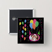 自分の写真をパーティー帽子や風船に追加 缶バッジ (正面&裏面)