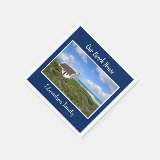 自分の写真をビーチハウスの苗字にする スタンダードカクテルナプキン (角)