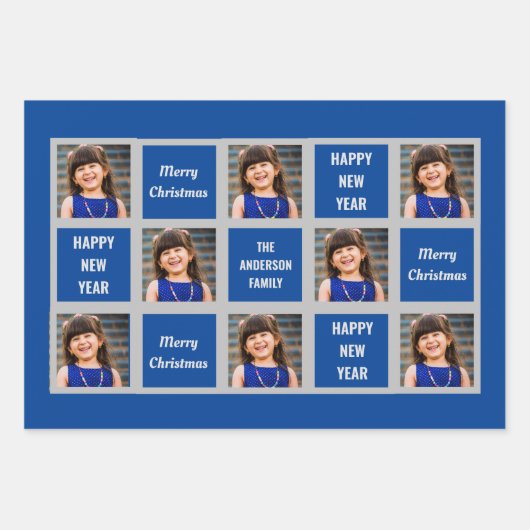 自分の写真を作るクリスマス休暇 ラッピングペーパーシート (正面3)