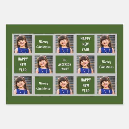 自分の写真を作るクリスマス休暇 ラッピングペーパーシート (正面2)