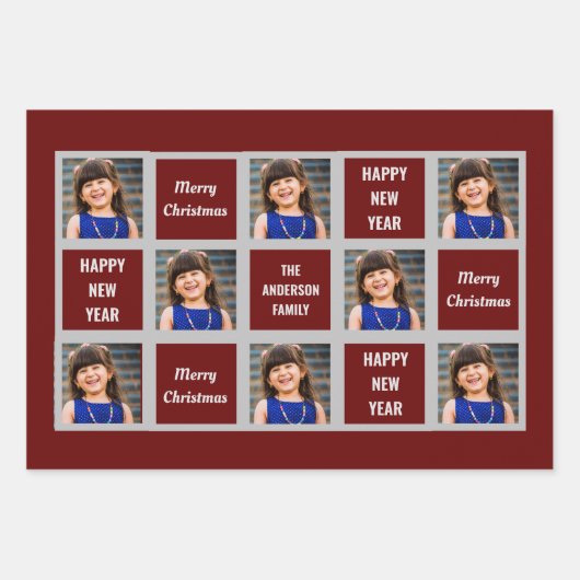 自分の写真を作るクリスマス休暇 ラッピングペーパーシート (正面)