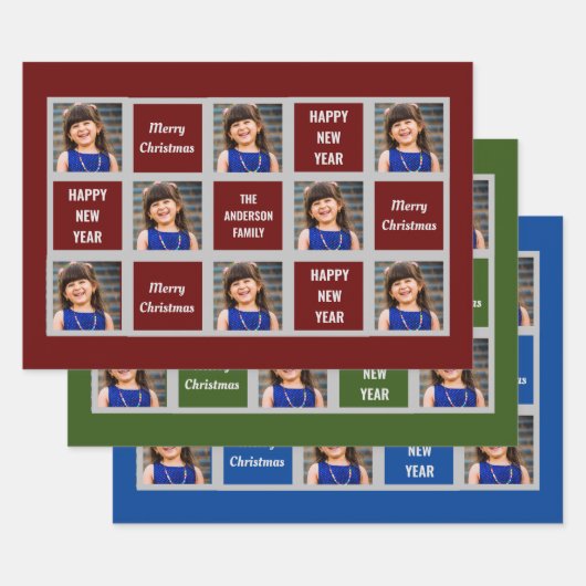 自分の写真を作るクリスマス休暇 ラッピングペーパーシート (セット)