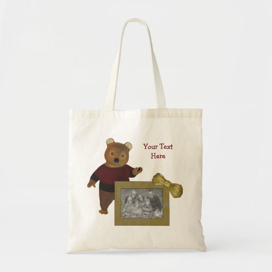 自分の写真を作る可愛いクマパーソナライズされた トートバッグ (正面)