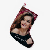 自分の写真を作カスタム成するDIY Loved スモールクリスマスストッキング (正面 (吊り時))