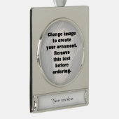 自分の写真を作パーソナライズされたる シルバープレートバナーオーナメント (右)