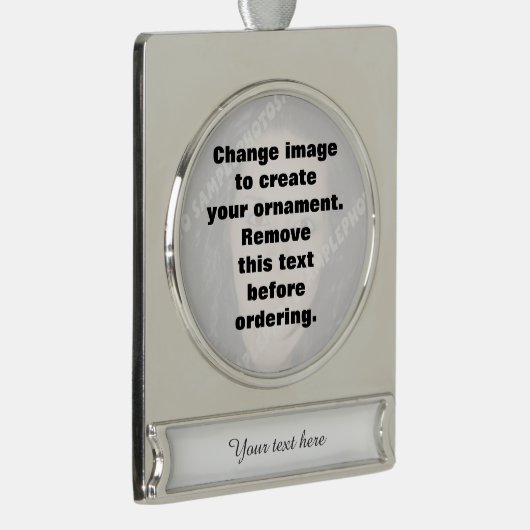 自分の写真を作パーソナライズされたる シルバープレートバナーオーナメント (右)