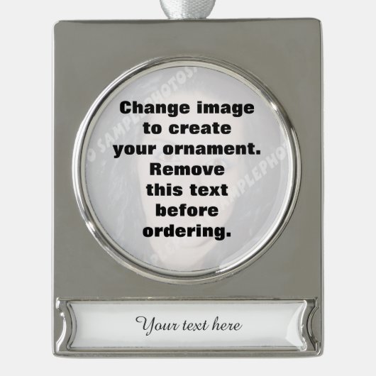 自分の写真を作パーソナライズされたる シルバープレートバナーオーナメント (正面)