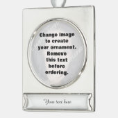 自分の写真を作パーソナライズされたる シルバープレートバナーオーナメント (左)