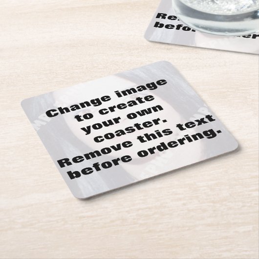 自分の写真を作パーソナライズされたる スクエアペーパーコースター (アングル)