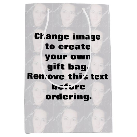 自分の写真を作パーソナライズされたる ミディアムペーパーバッグ (正面)