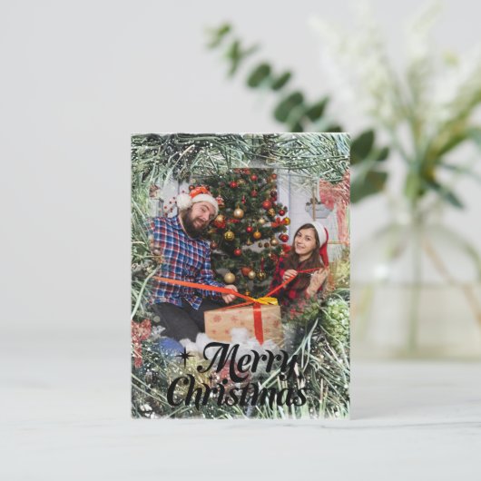 自分の写真を作パーソナライズされた成Merry Christmas ポストカード (スタンド正面)