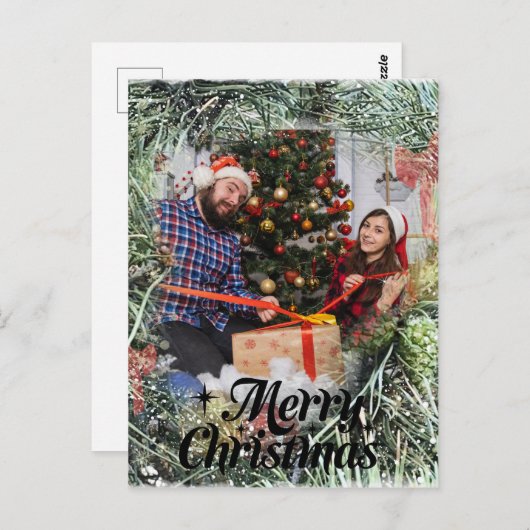 自分の写真を作パーソナライズされた成Merry Christmas ポストカード (正面/裏面)