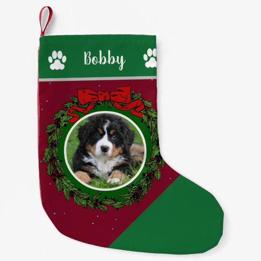 自分の写真を作モノグラムの成する スモールクリスマスストッキング (正面)