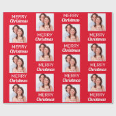 自分の写真を作成するメリークリスマス – 赤 ラッピングペーパー (フラット)