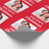 自分の写真を作成するメリークリスマス – 赤 ラッピングペーパー (角)