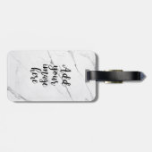 自分の写真を作成する白い大理石のラゲージタグ ラゲッジタグ (裏面横)