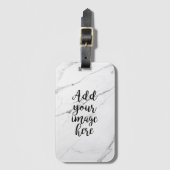 自分の写真を作成する白い大理石のラゲージタグ ラゲッジタグ (正面縦)
