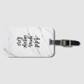 自分の写真を作成する白い大理石のラゲージタグ ラゲッジタグ (正面横)