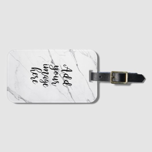 自分の写真を作成する白い大理石のラゲージタグ ラゲッジタグ (正面横)