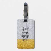 自分の写真を作成する白い大理石金ゴールド ラゲッジタグ (裏面縦)