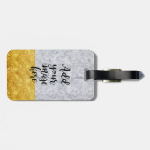 自分の写真を作成する白い大理石金ゴールド ラゲッジタグ (裏面横)