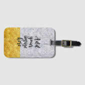 自分の写真を作成する白い大理石金ゴールド ラゲッジタグ (正面横)