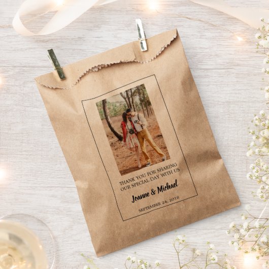 自分の写真を作成する結婚ありがとう フェイバーバッグ (クリップ留めされた状態)