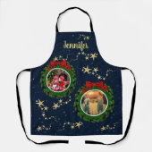 自分の写真を作成するMerry Christmas モノグラムの エプロン (正面)