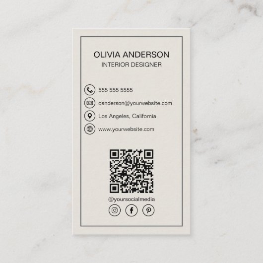 自分の写真を作成するQRソーシャルメディアプロフェッショナル 名刺 (裏面)