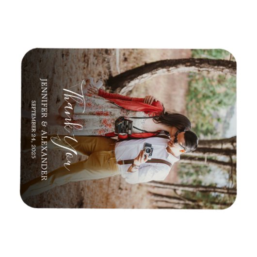 自分の写真を作成す結婚る マグネット (横)