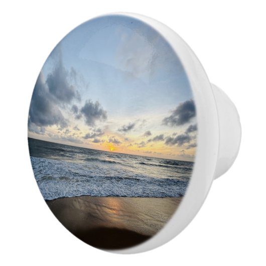 自分の写真を作成シンプルビーチの日の出 セラミックノブ (右)