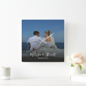 自分の写真を作成結婚する スクエア壁時計 (ホーム)