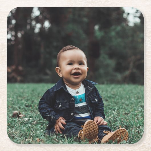 自分の写真を作成 スクエアペーパーコースター (正面)