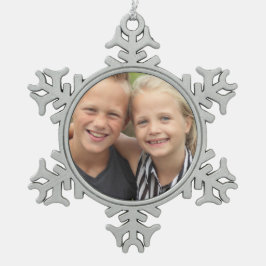 自分の写真を作成 スノーフレークピューターオーナメント