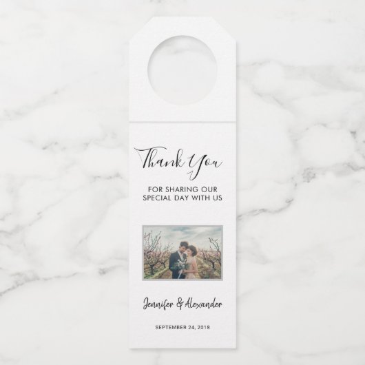 自分の写真を作結婚成する感謝ボトル ボトルネックタグ (正面)