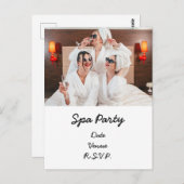 自分の写真を使ったスパパーティーの招待状 ポストカード (正面/裏面)