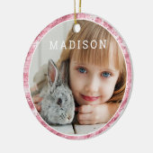 自分の写真を加えるかわいいピンクのイースターパーソナライズされた セラミックオーナメント (左)