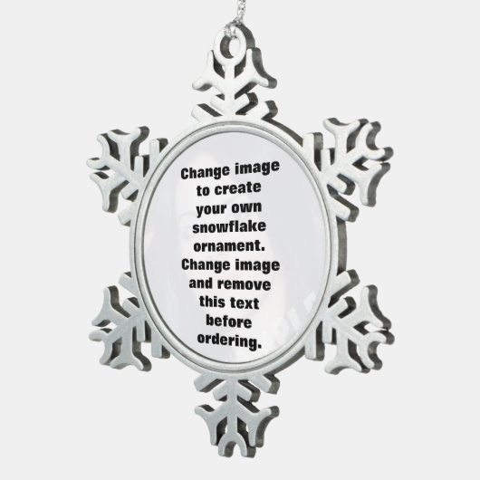 自分の写真を簡単にパーソナライズされた作成 スノーフレークピューターオーナメント (右)