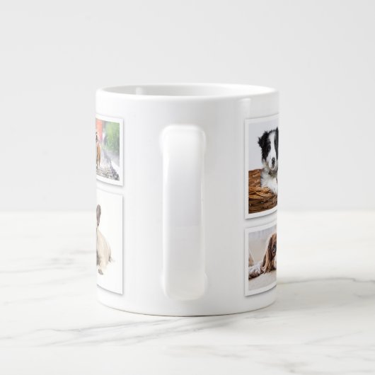 自分の写真を追加し、8枚の写真のコラージュテンプレート ジャンボコーヒーマグカップ (裏面)