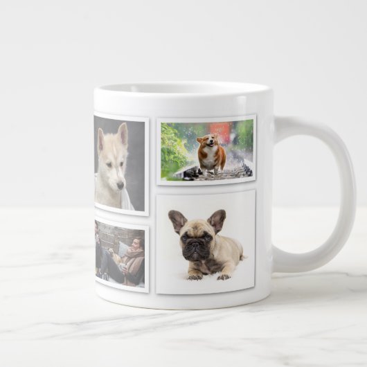 自分の写真を追加し、8枚の写真のコラージュテンプレート ジャンボコーヒーマグカップ (右)