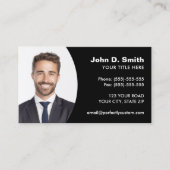 自分の写真を追加するモダンプロフェッショナル黒 名刺 (正面)