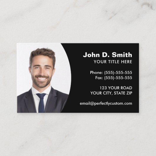 自分の写真を追加するモダンプロフェッショナル黒 名刺 (正面)