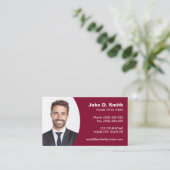 自分の写真を追加するモダンプロフェッショナルburgundy 名刺 (スタンド正面)
