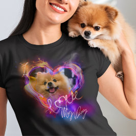 自分の写真を追加する可愛いエアブラシ付きスタイルペット好き Tシャツ