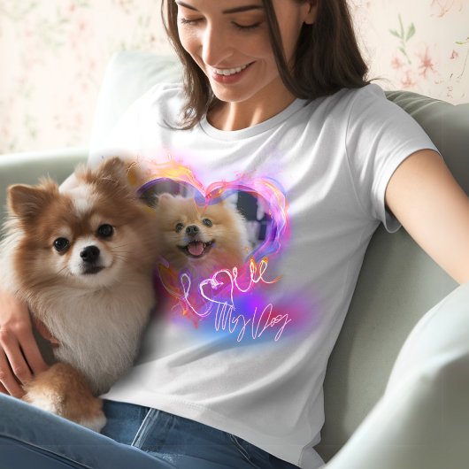 自分の写真を追加する可愛いエアブラシ付きスタイルペット好き Tシャツ