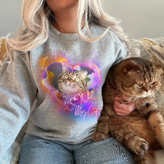 自分の写真を追加する可愛いエアブラシ付きスタイルペット好き Tシャツ