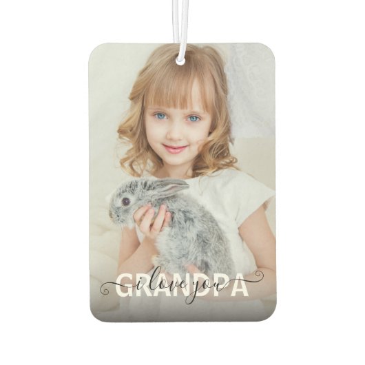 自分の写真を追加する大好きなおじいちゃん カーエアーフレッシュナー (裏面)