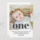 自分の写真を追加する最初の誕生日パーティー 招待状 (正面/裏面)